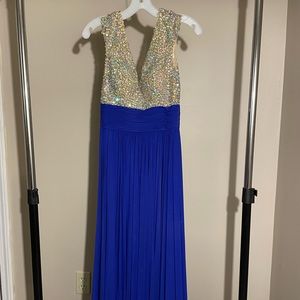 David’s Bridal Prom Dress Dark Blue Sequence Size 8